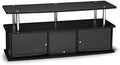 47 TV Stand Entertainment Console with 3 Storage Cabinets in Black and Stainless Steel X697