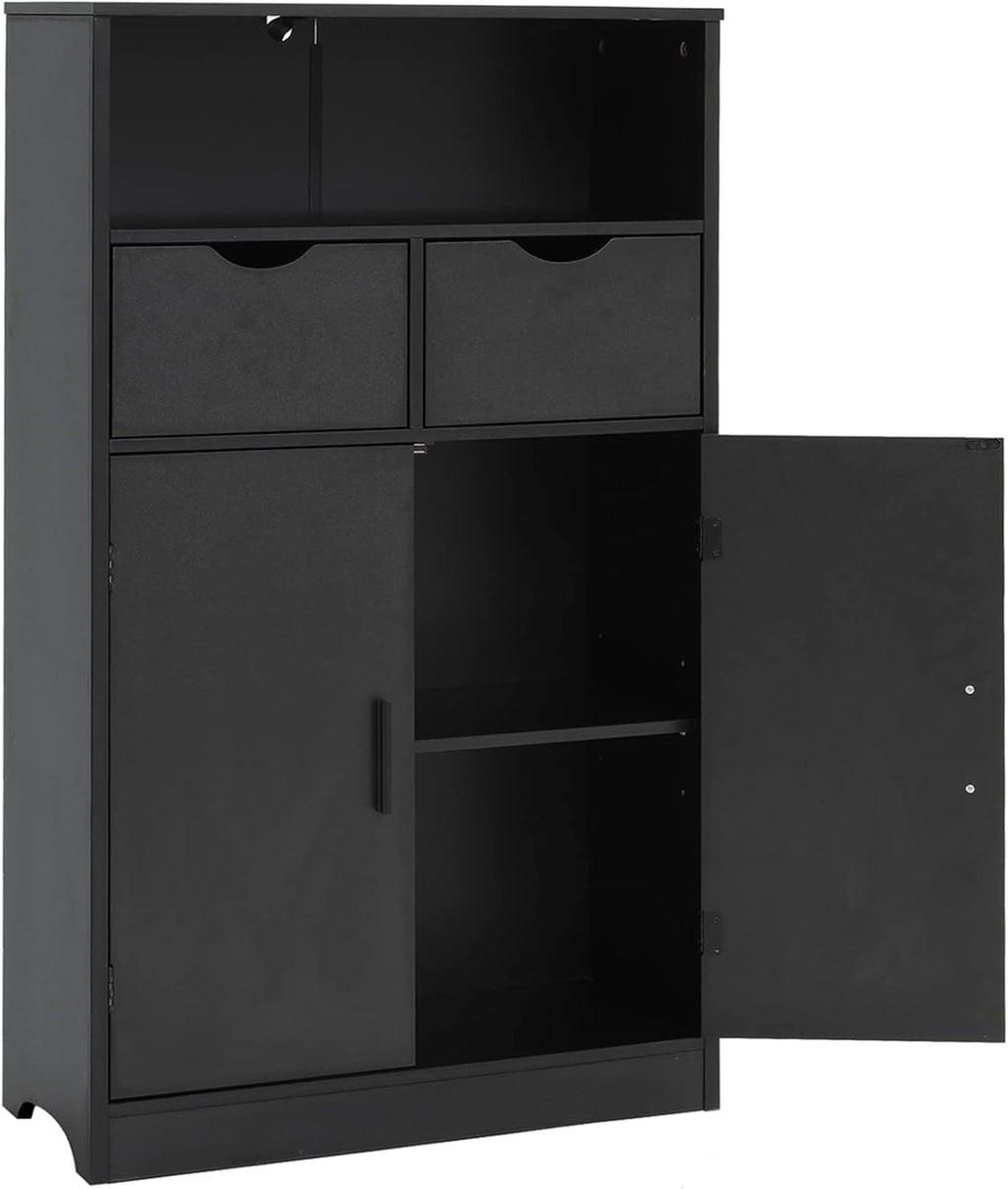 Dark Brown Storage Cabinet with 2 Drawers and 2 Shelves N932