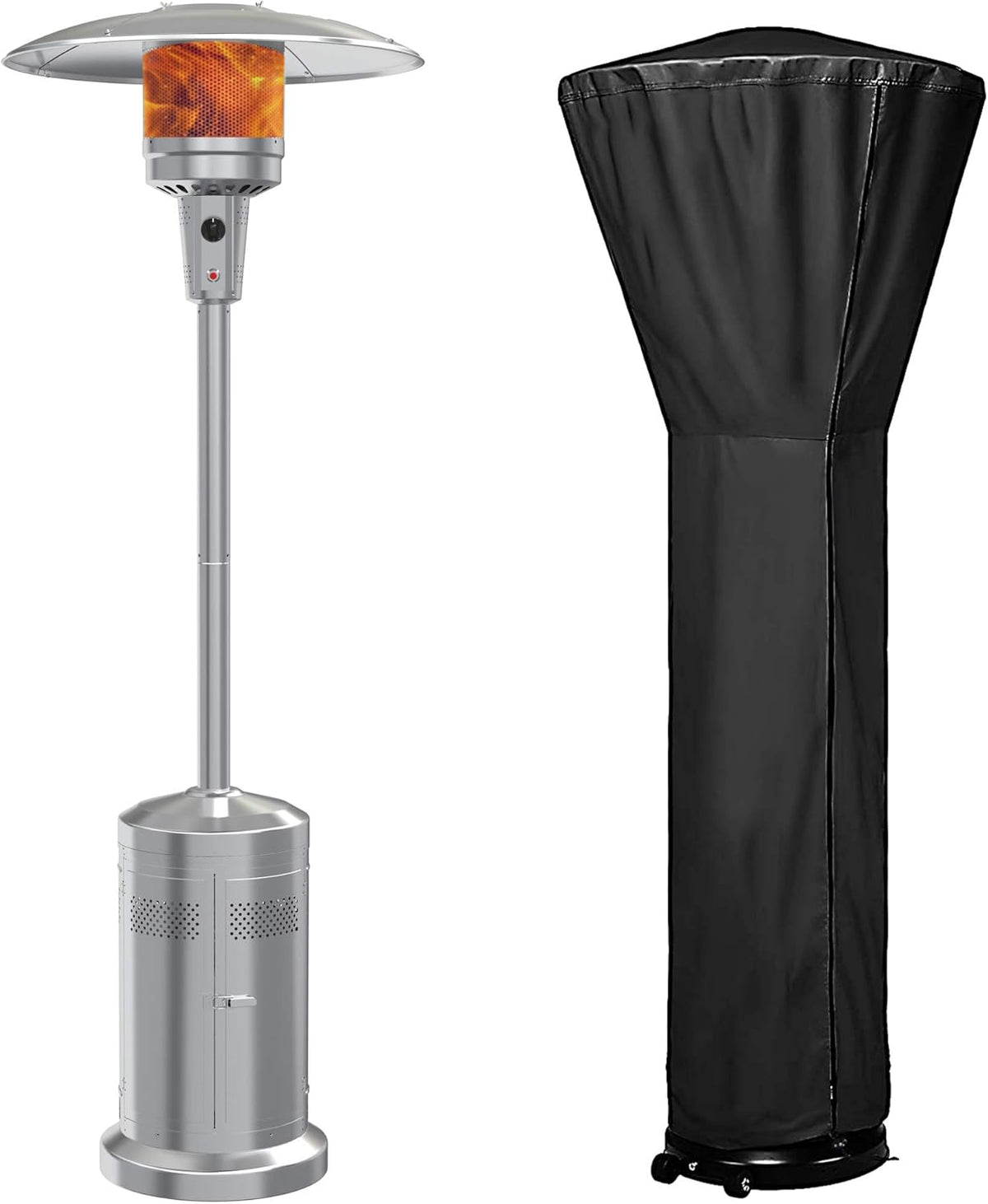 Gas Patio Heater with Wheels and Cover, 48,000 BTU Portable Propane Heater E433