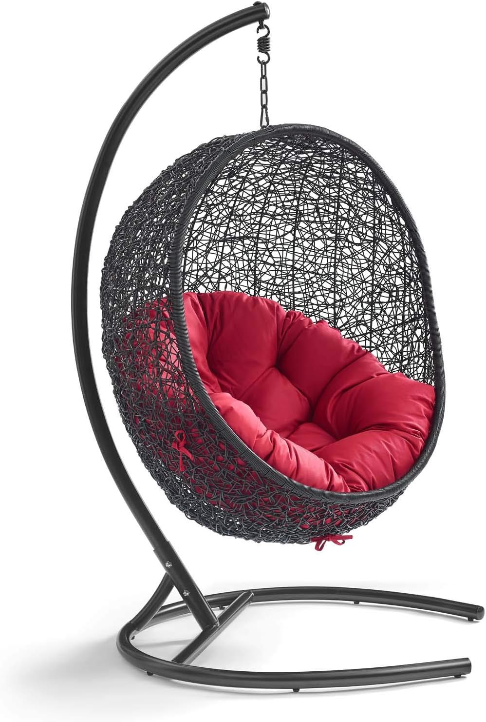 Beige Wicker Rattan Swing Chair with Stand F3553