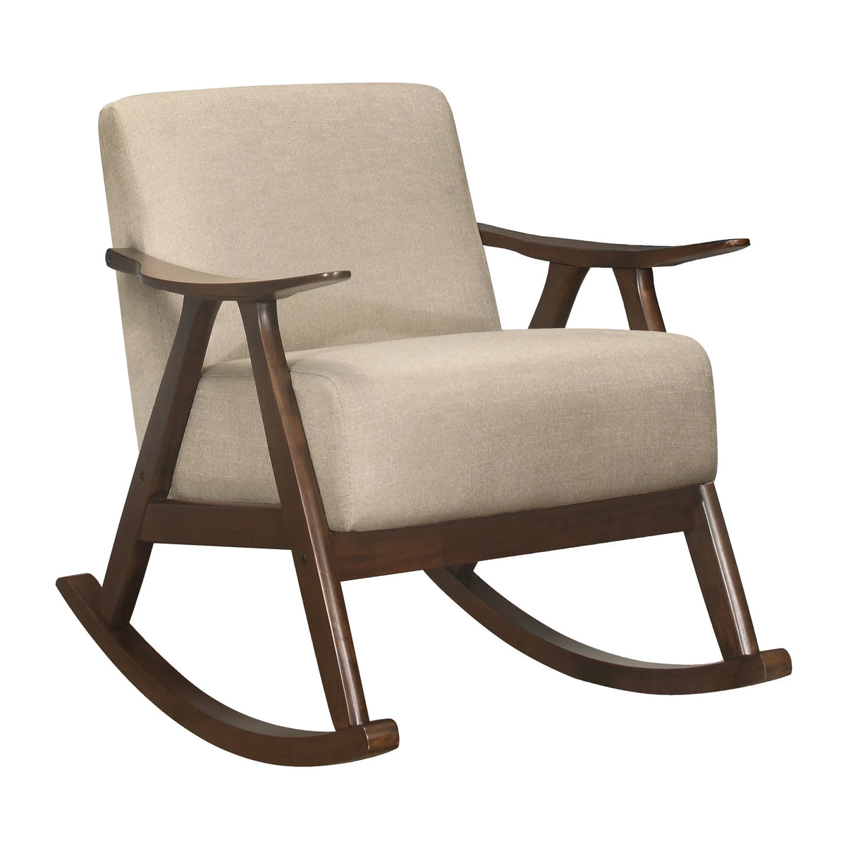 Light Brown Fabric Upholstered Rocking Chair P4906