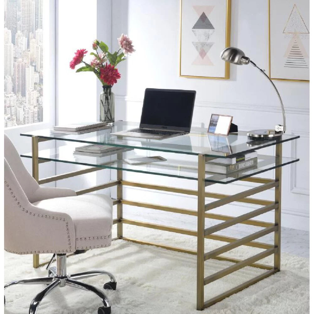 Antique Gold Clear Glass Desk A792535