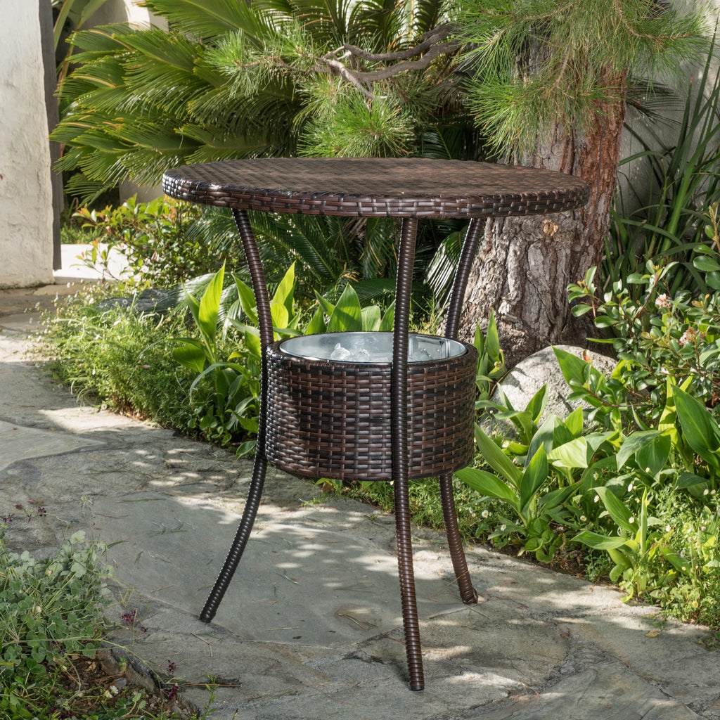 Round Wicker Table with Ice Pail J917