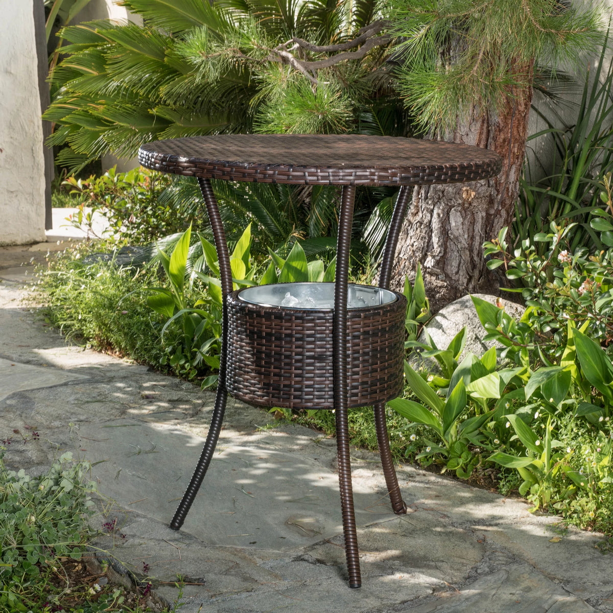 Round Wicker Table with Ice Pail J917