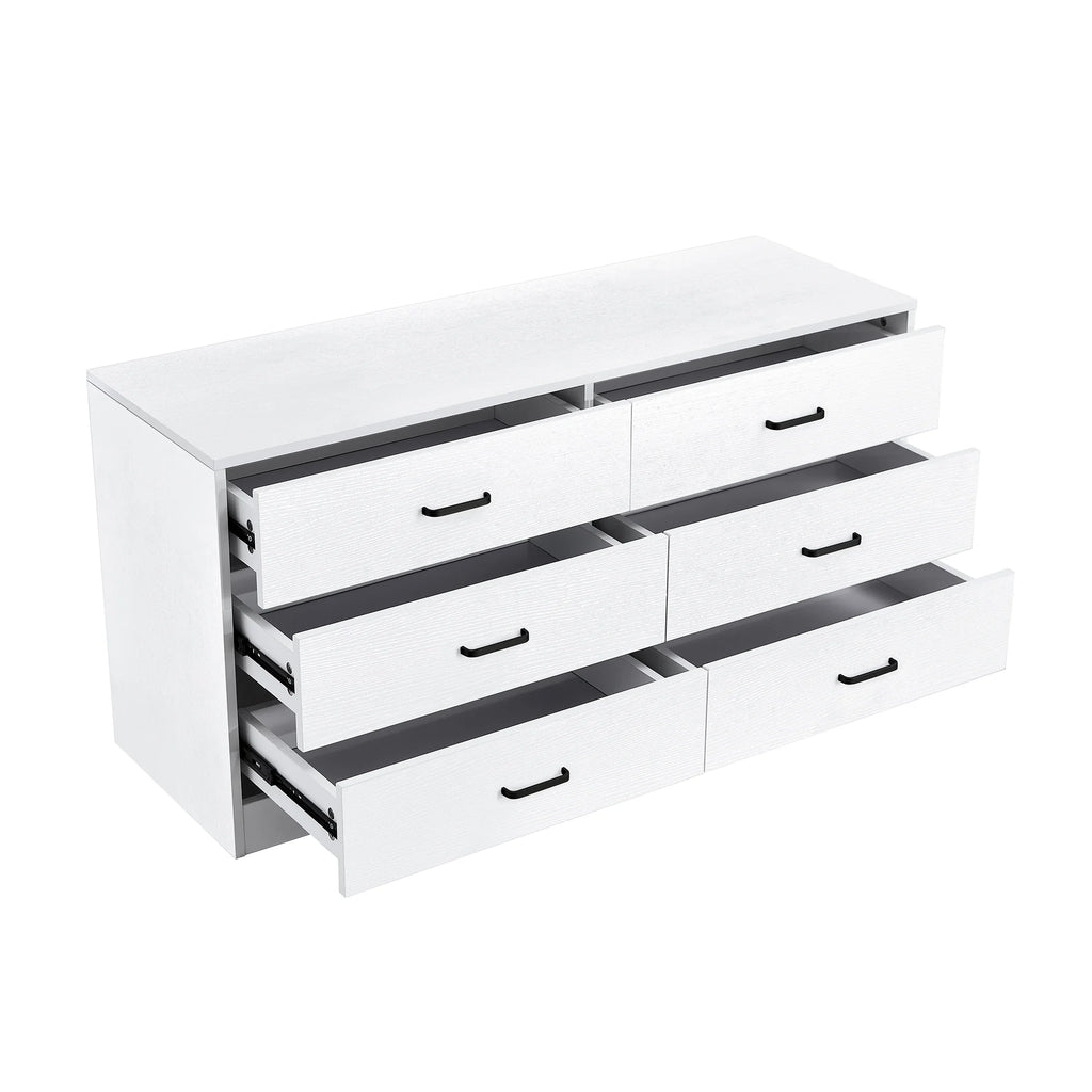 White 6 Drawer Wood Dresser V38974