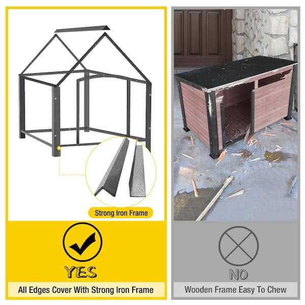 Outdoor Dog House with Porch Iron Frame R40619