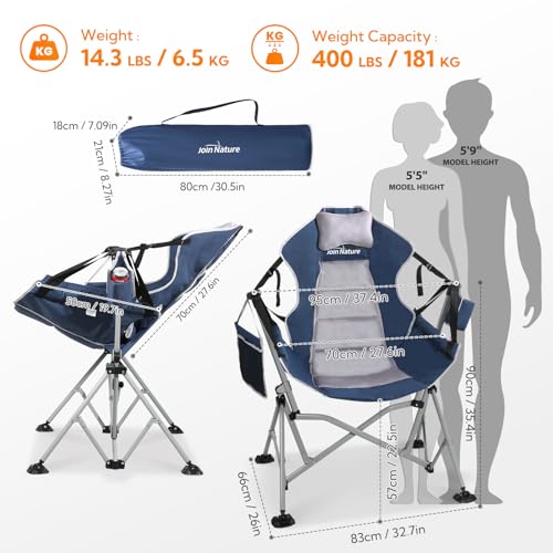 Oversized Hammock Camping Chair with Adjustable Backrest Blue D95582