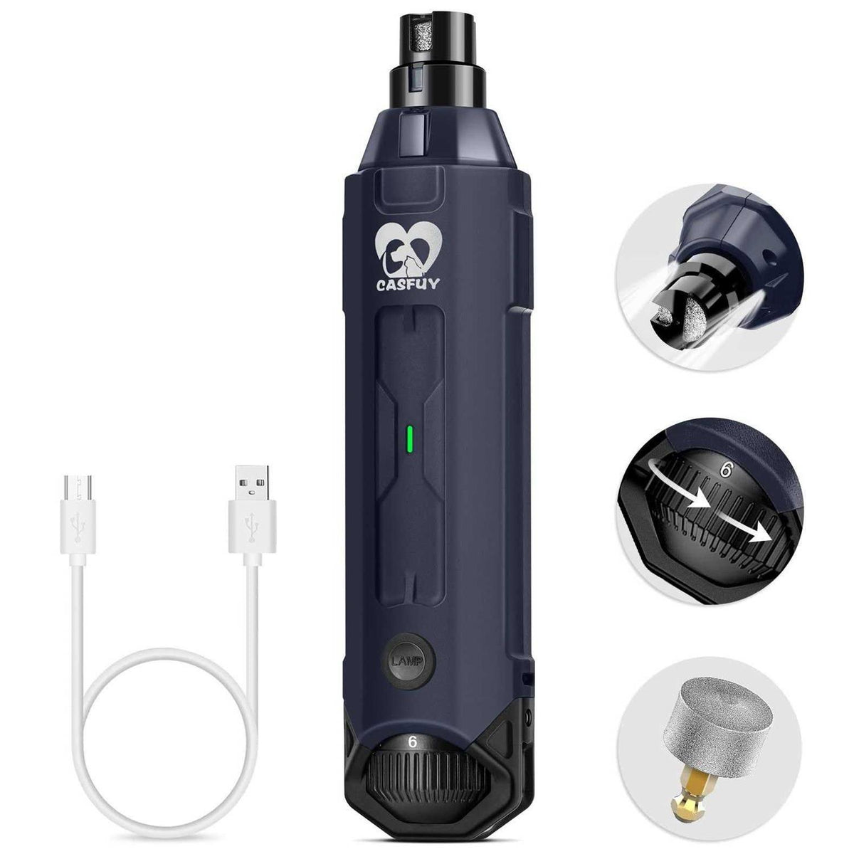 6-Speed Rechargeable Electric Dog Nail Grinder V98338