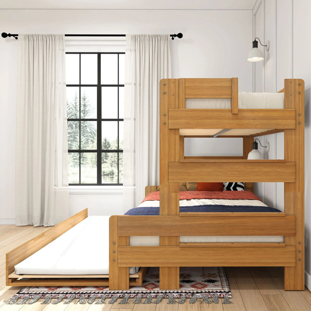 Twin Over Full Wood Bunk Bed with Trundle Y8351
