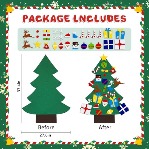 3.2 Feet Felt Christmas Tree with 32PCS Ornaments Y537
