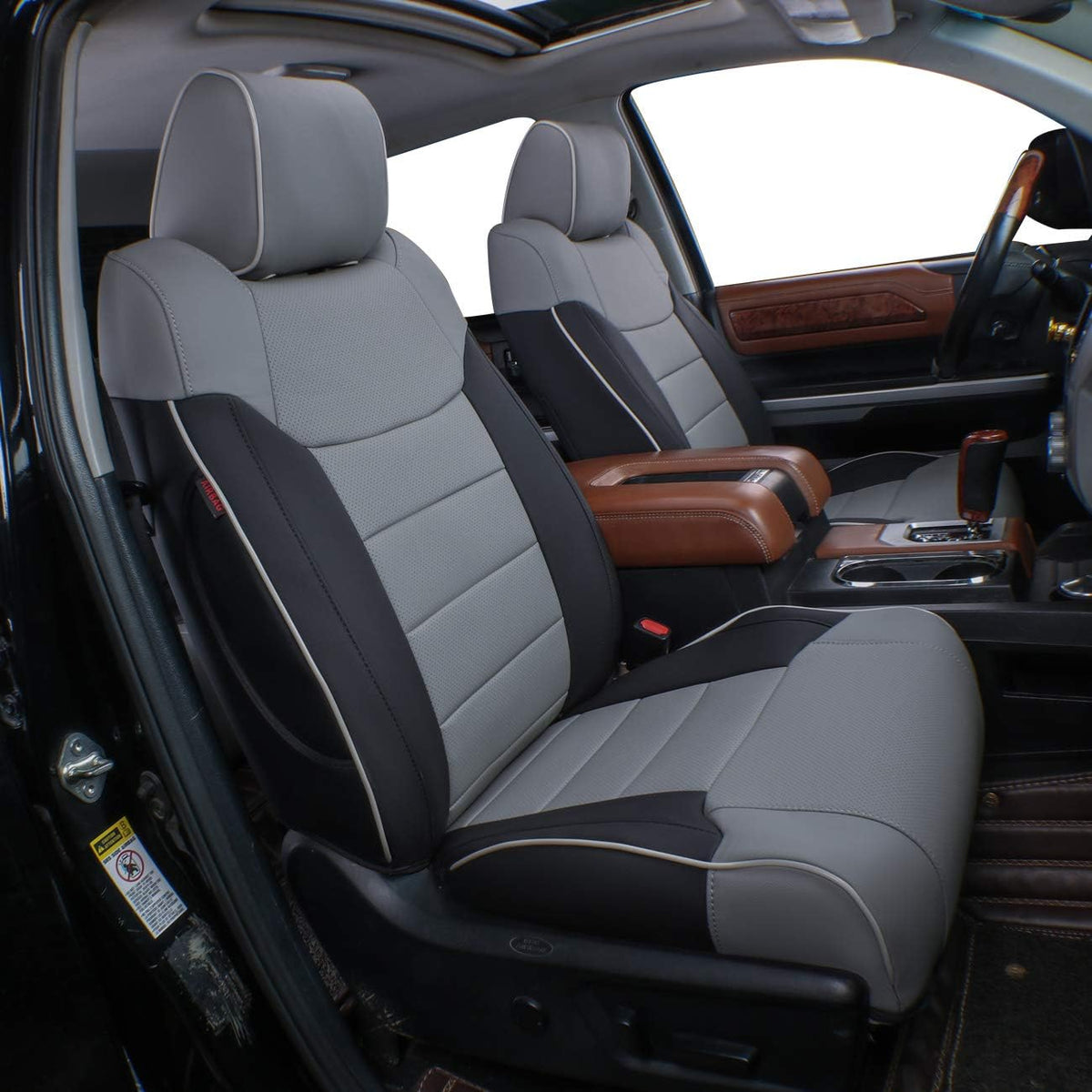 Custom Fit Full Set Car Seat Covers Leatherette Black Gray P1990