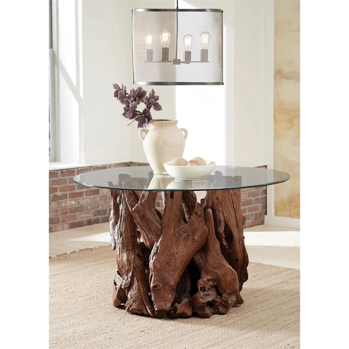 Round Wood & Glass Dining Table S238057