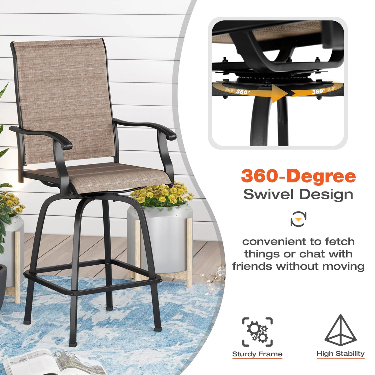 2Pcs Outdoor Metal Swivel Bar Stools N690