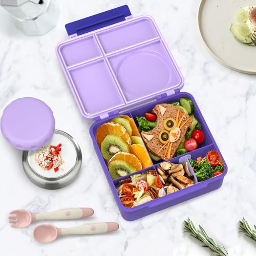 8oz Leak-Proof 4 Compartment Bento Lunch Box Set with Thermo Food Jar and Insulated Bag R15593