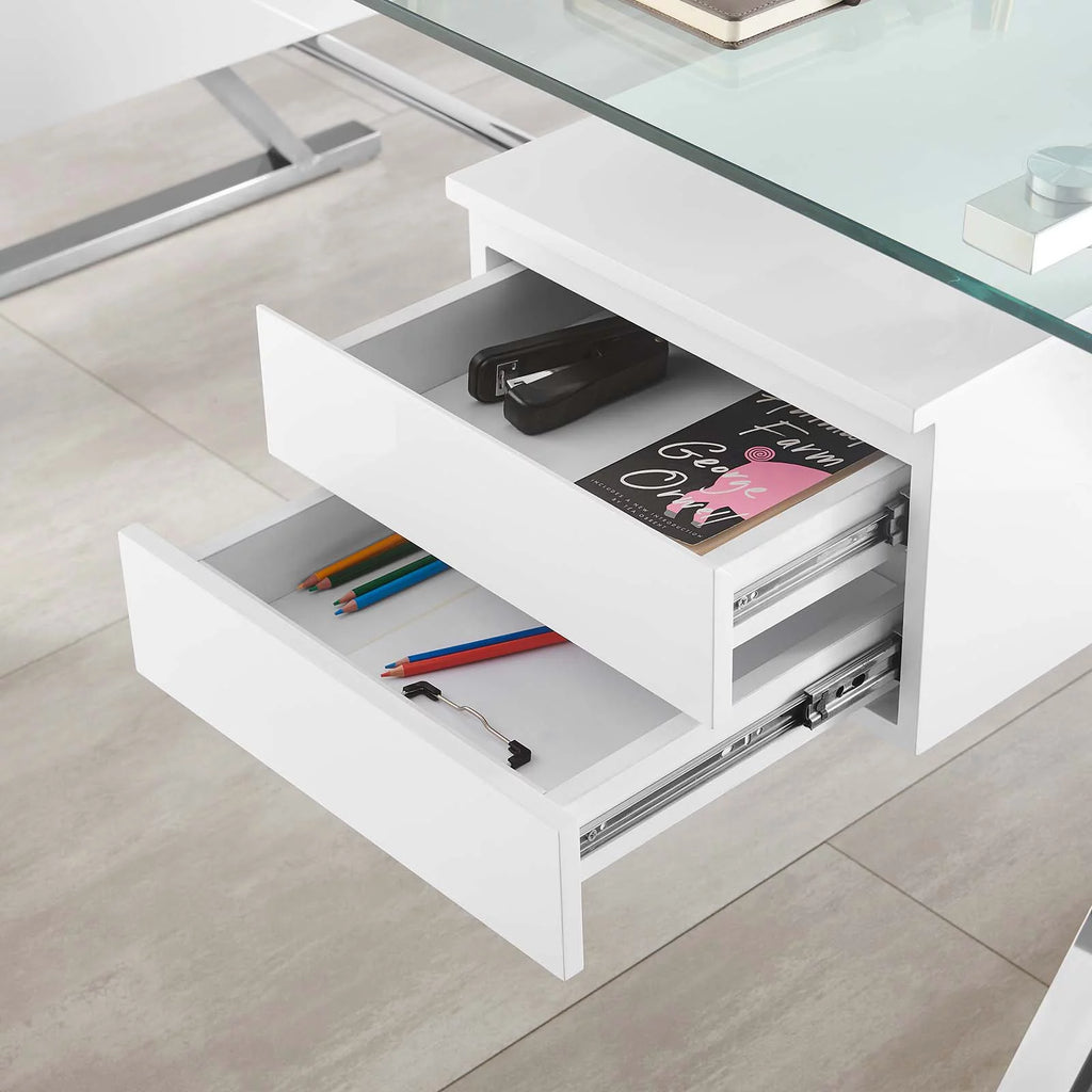 71" Glass Top Office Desk O528