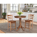 3-piece Solid Wood Counter Height Dining Set with Round Pedestal Table and 2 Ladder Back Stools Y703785