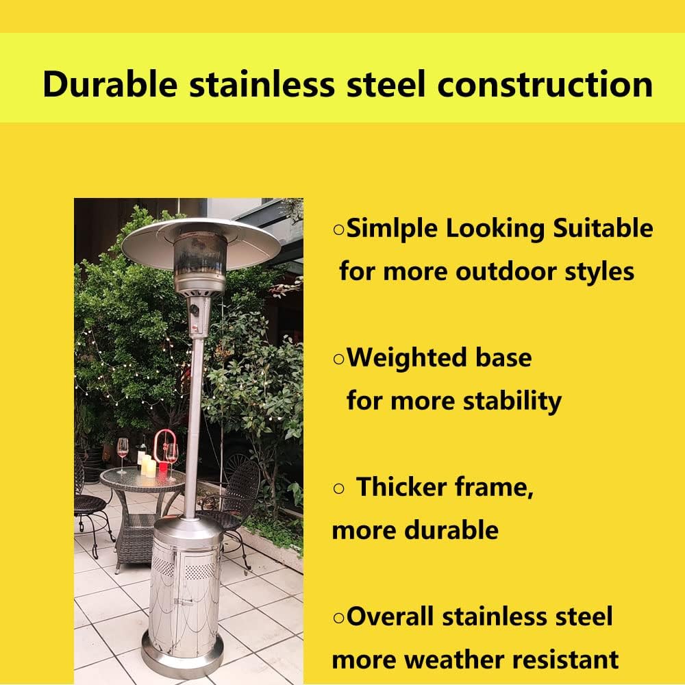 Gas Patio Heater with Wheels and Cover, 48,000 BTU Portable Propane Heater E433