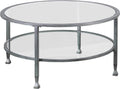 Round 2-Tier Metal Glass Coffee Table B76087