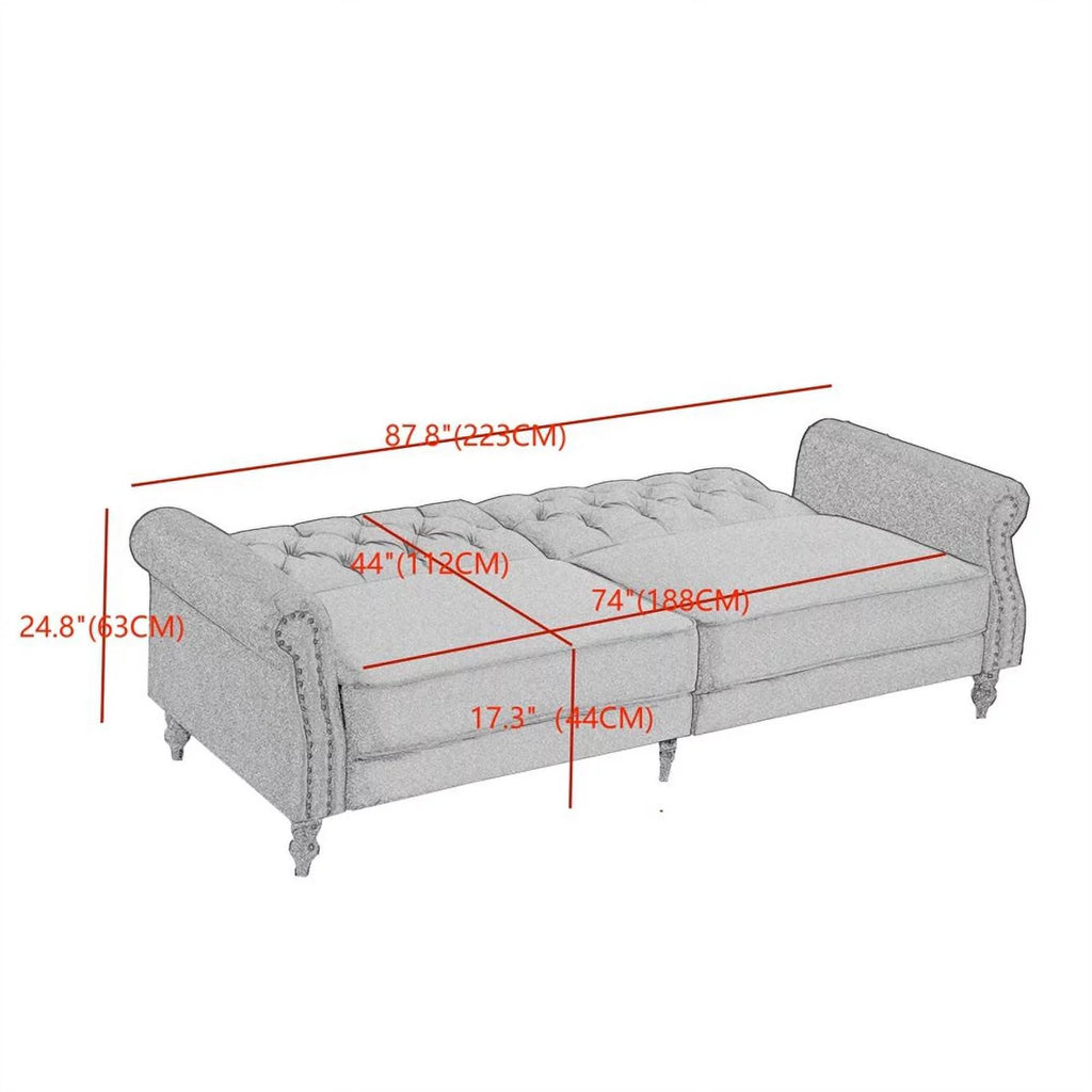 Blue Velvet Convertible Sofa Bed K395