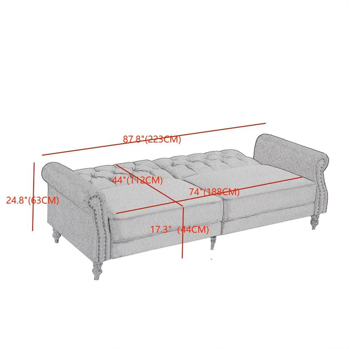 Blue Velvet Convertible Sofa Bed K395