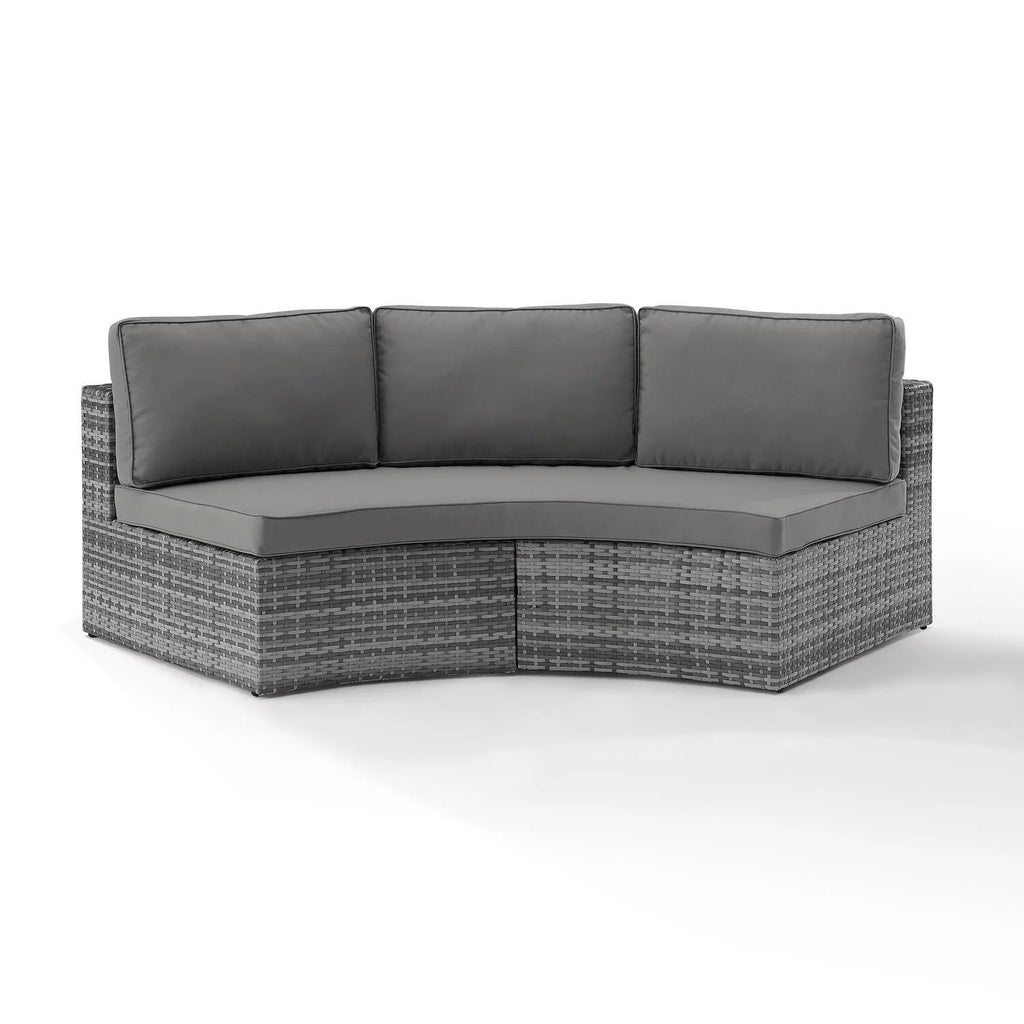 Gray Wicker Curved Patio Sectional Sofa A1517