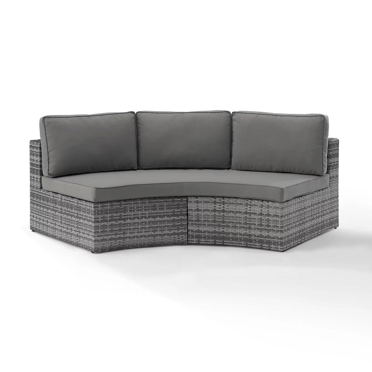 Gray Wicker Curved Patio Sectional Sofa A1517