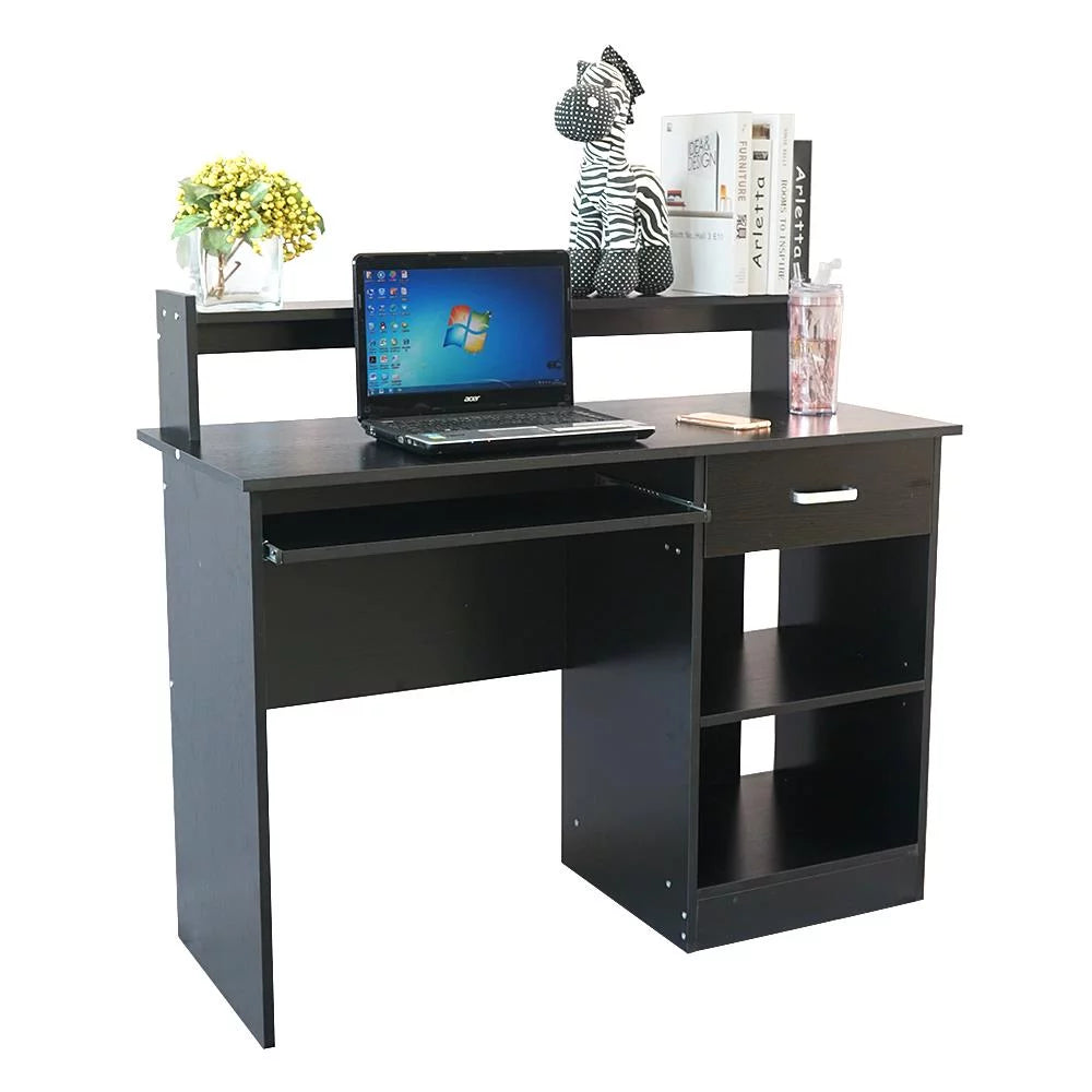 Black Computer Desk with Drawer and Keyboard Tray F594