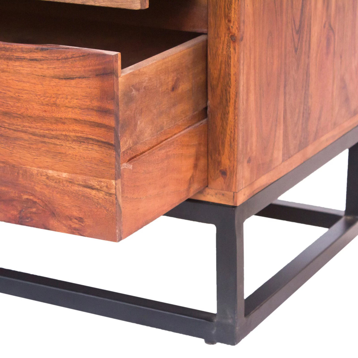 Acacia Wood Dresser or Display Unit Walnut Brown & Black U3374