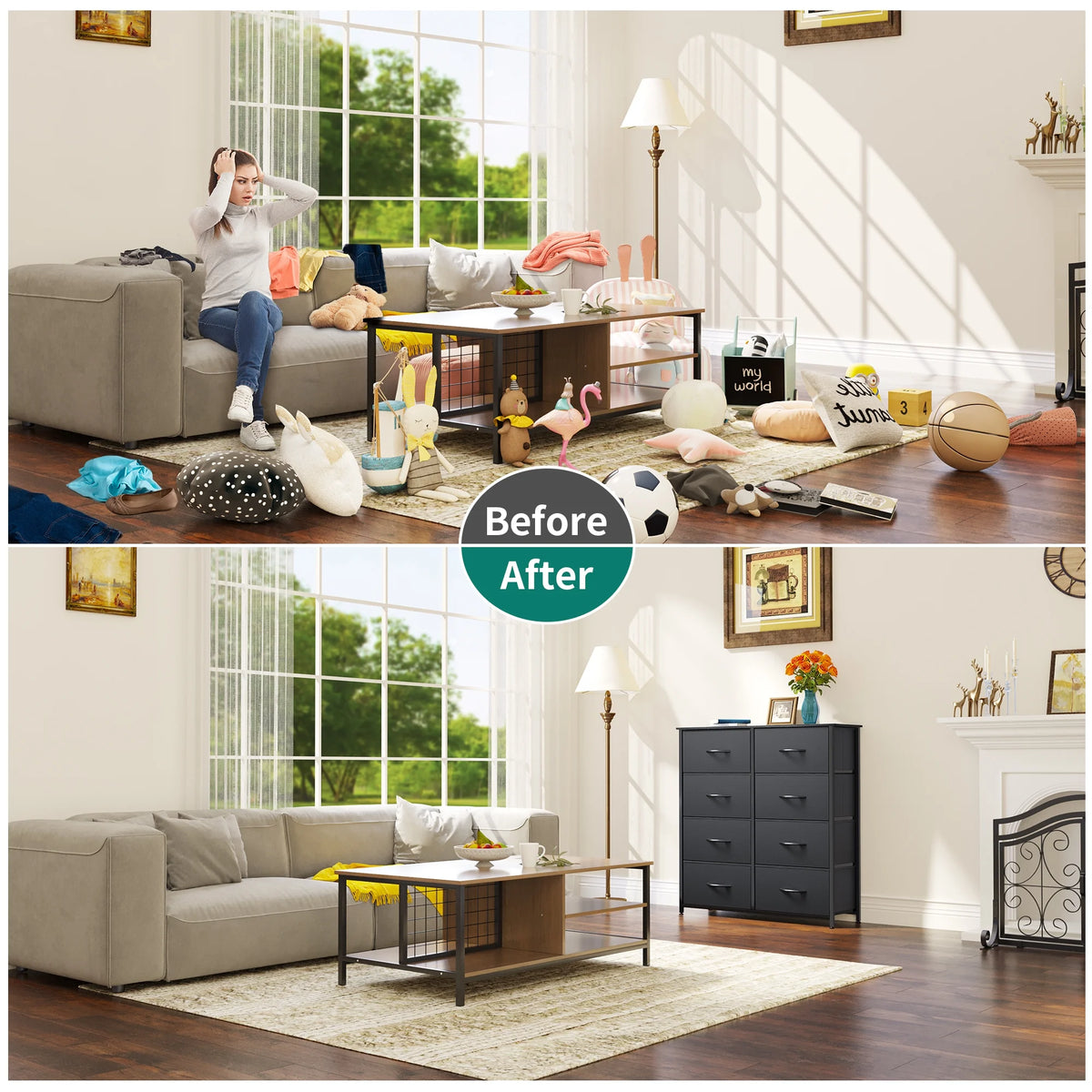 8 Drawer Fabric Dresser H345699