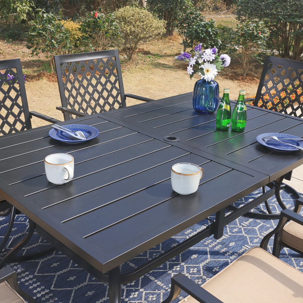 7 Piece Metal Outdoor Patio Dining Set with 6 Swivel Chairs and Dining Table G14623