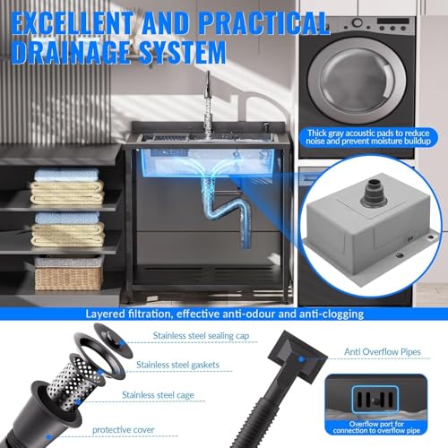Stainless Steel Utility Sink with Faucet and Drain Kit O41244