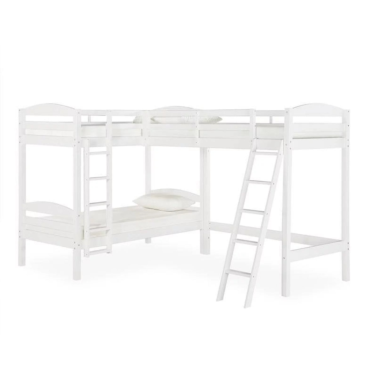 2 Tier Twin Triple Wooden Bunk Bed in White D3687