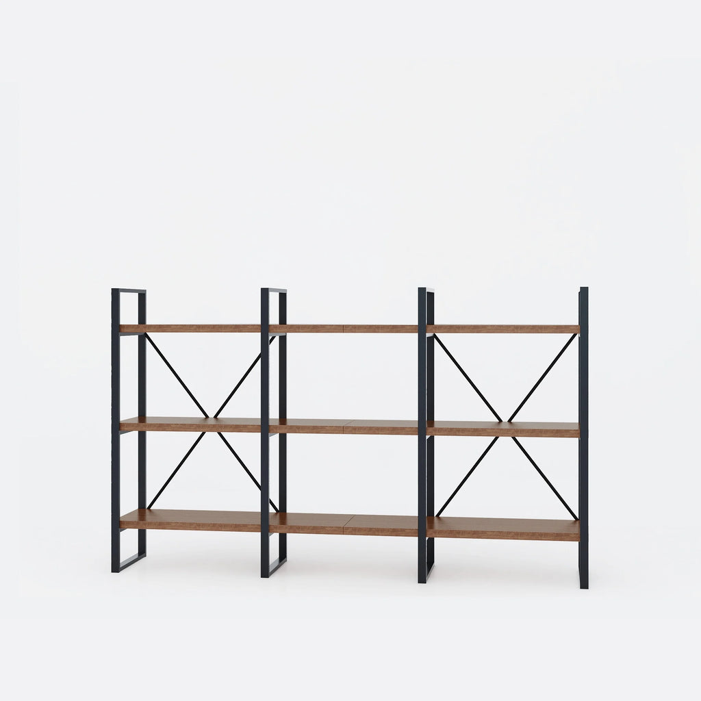Antique Walnut Wood and Metal Display Etagere Bookcase I898