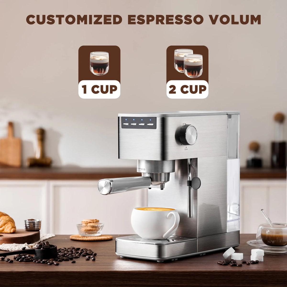 Espresso Machine with Milk Frother and 41 oz Water Tank X780