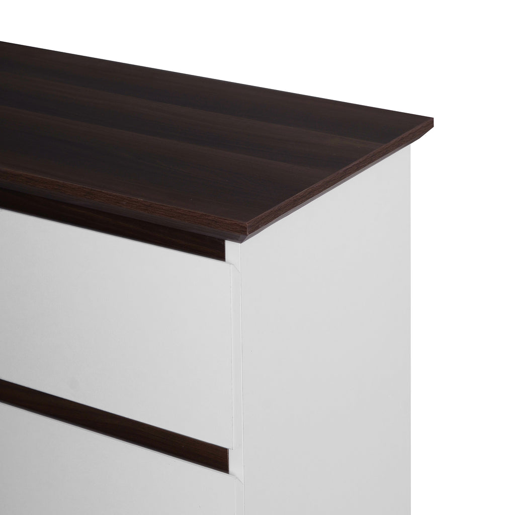 White 5-Drawer Dresser with Wood Top R7349