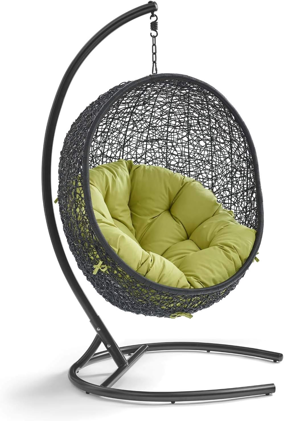 Beige Wicker Rattan Swing Chair with Stand F3553