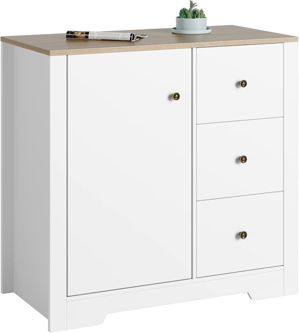 White Oak 3 Drawer 1 Door Storage Cabinet P371