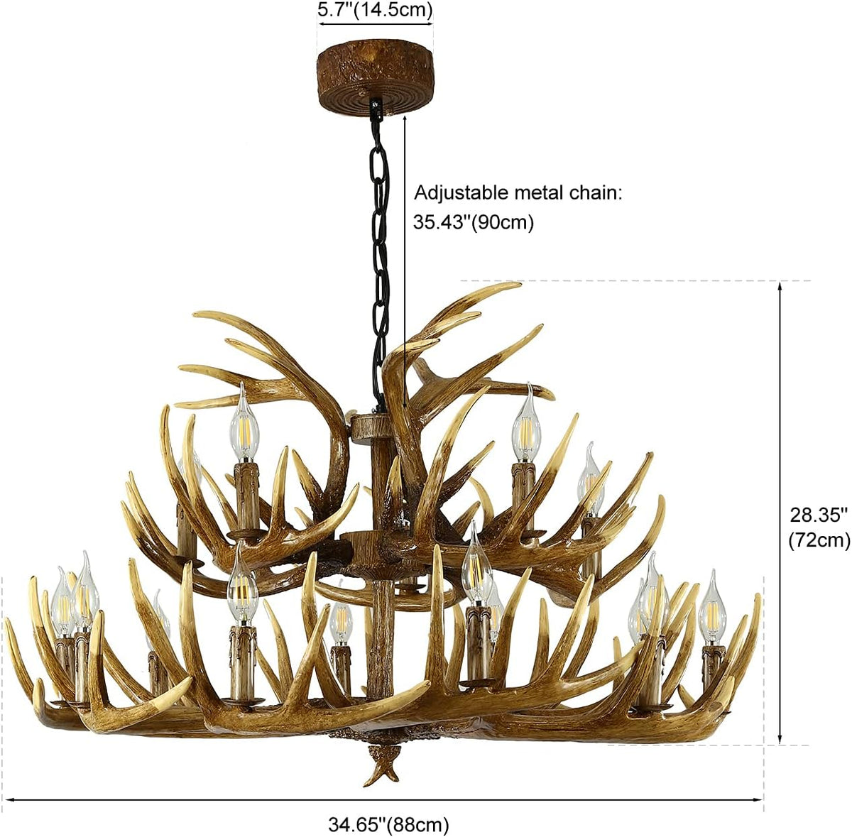 Antler Chandelier 9 Lights E12 Base D477407