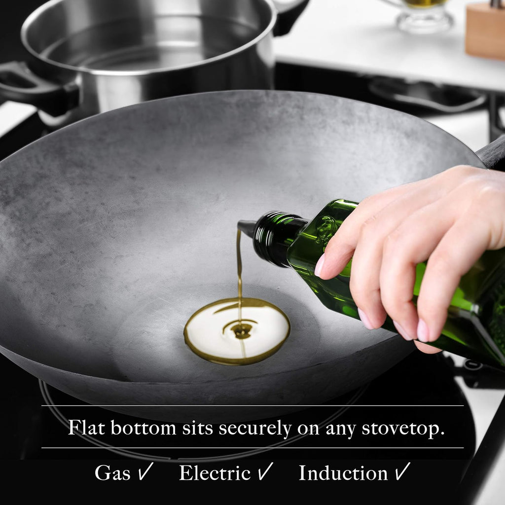 Flat Bottom Carbon Steel Wok Pan 14 Pack of 2 I801236