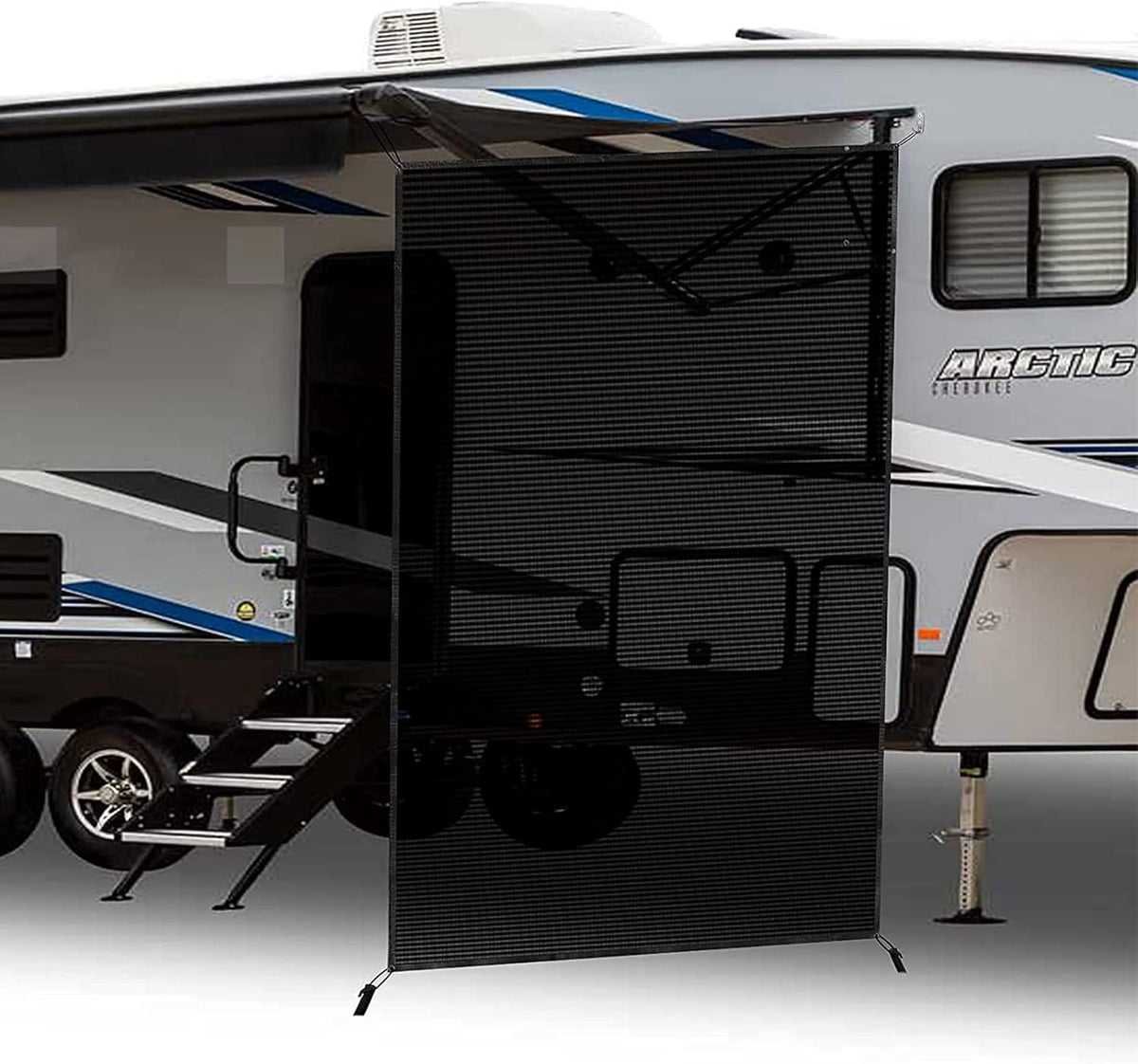 Black Mesh RV Awning Sunshade 15' x 9' D69825