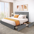King Size Upholstered Bed Frame with 4 Storage Drawers S3976