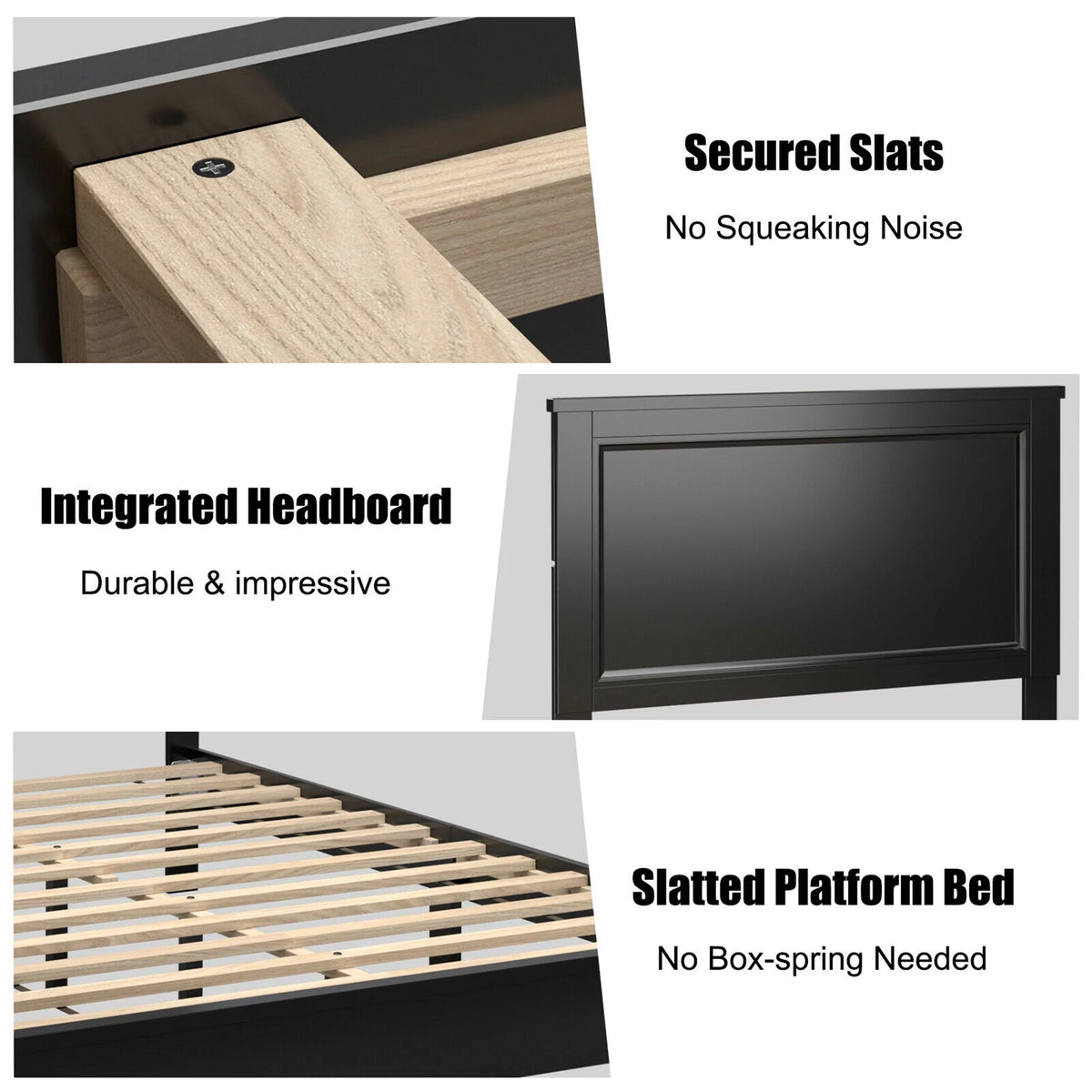Twin Size Walnut Platform Bed Frame M504