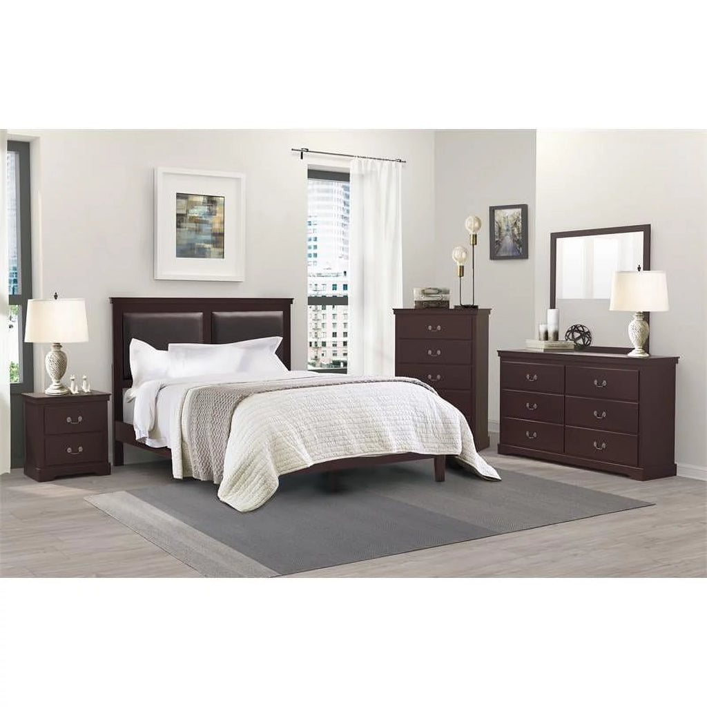 Cherry 2-Drawers Traditional Wood Nightstand N3375