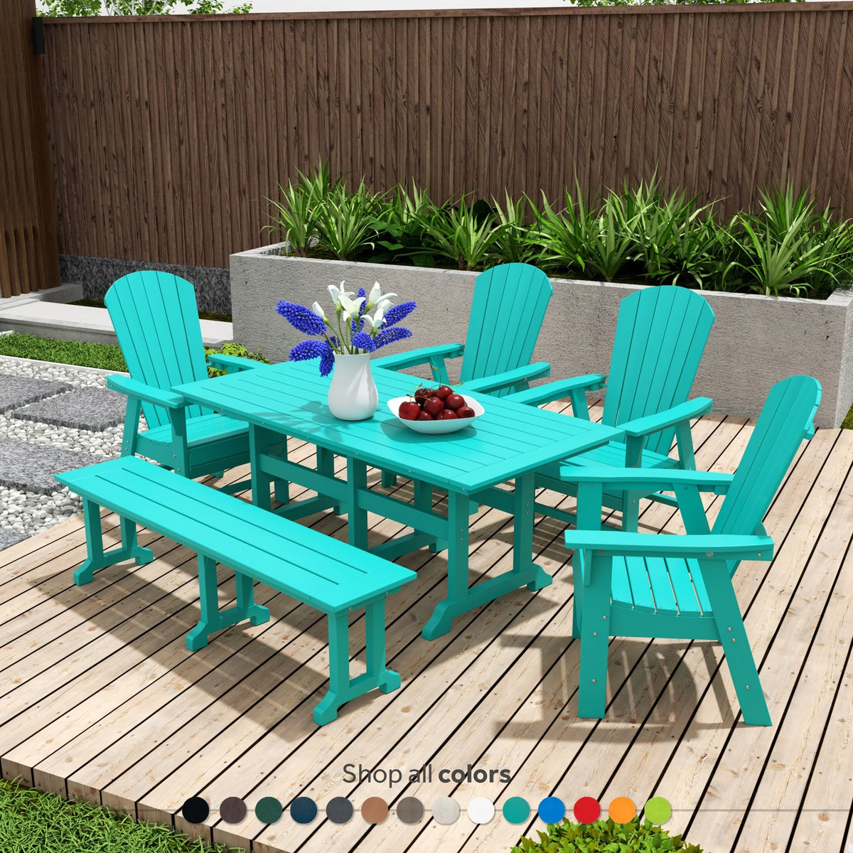 6-Piece All Weather Outdoor Dining Set with Bench F709135