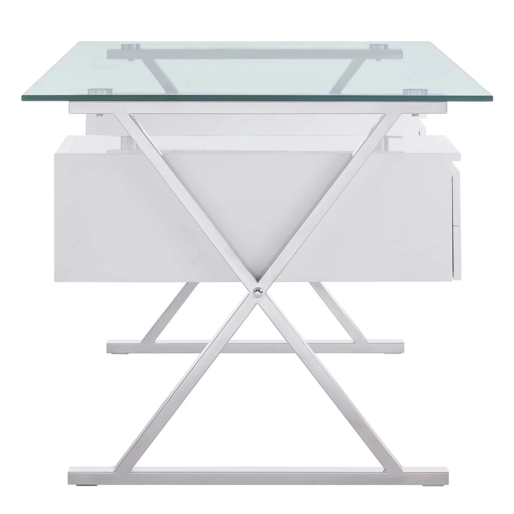 71" Glass Top Office Desk O528