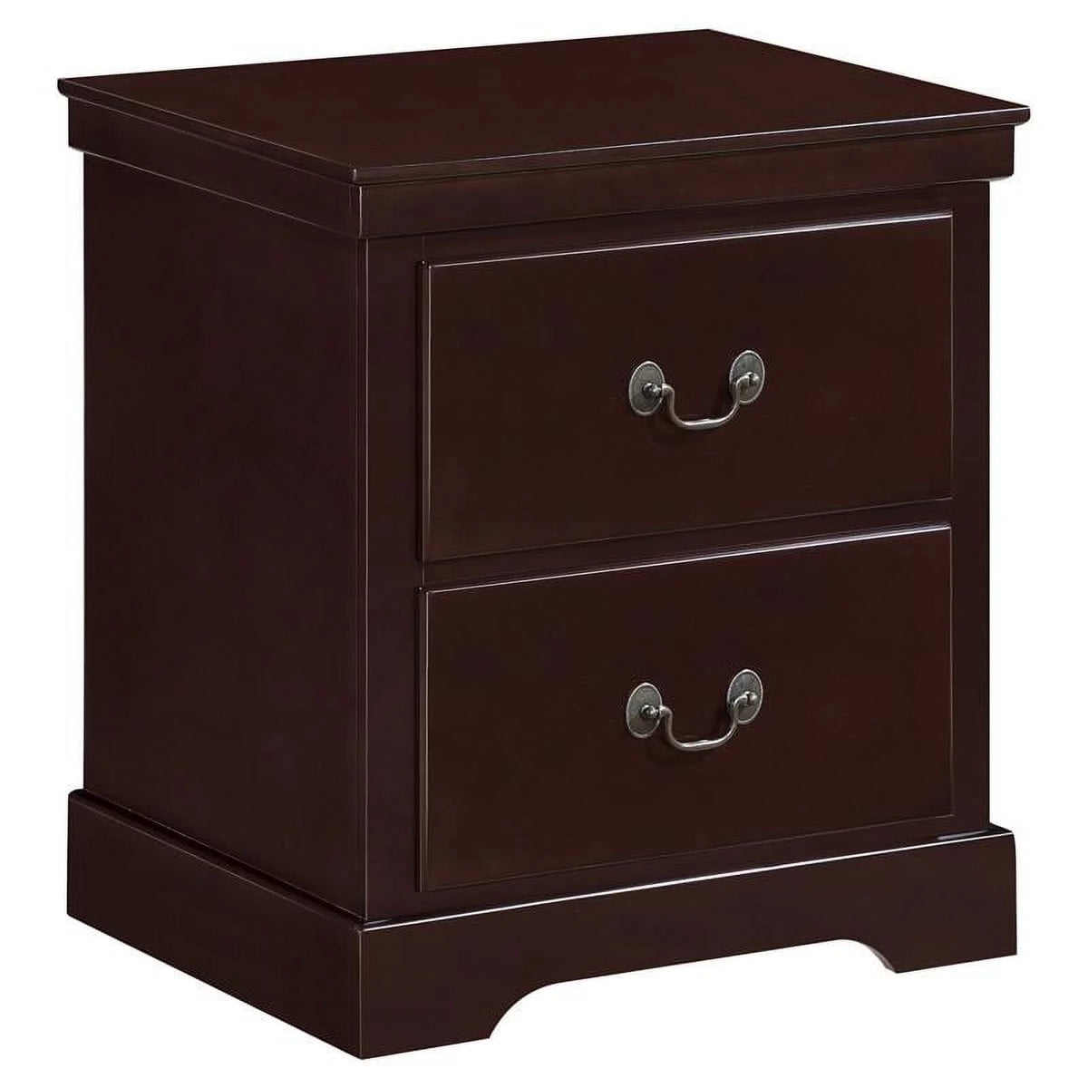 Cherry 2-Drawers Traditional Wood Nightstand N3375