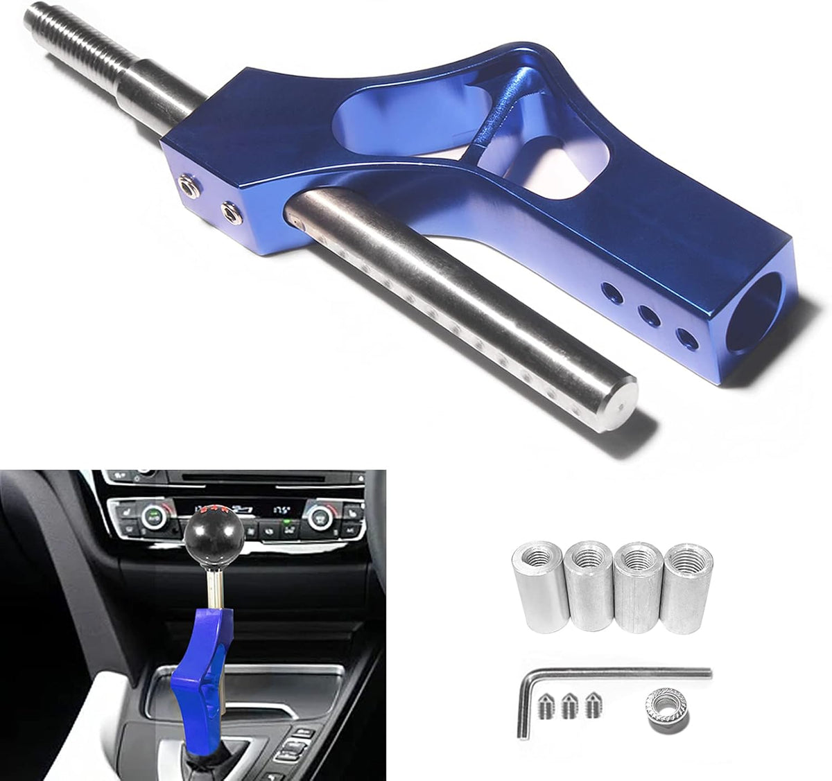 Adjustable Aluminum Shift Knob Extender with 4 Adapters T703042