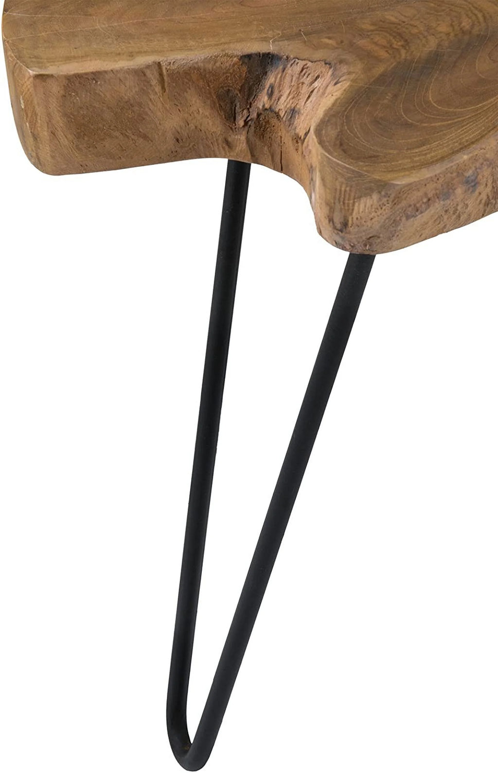 Handcrafted Natural Live-Edge Teak Top Table with Hairpin Legs K612