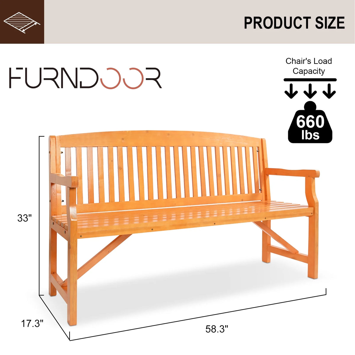 3 Person Wood Outdoor Bench Z2410
