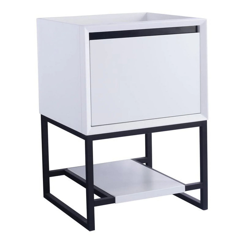 24" Oak Wood and Stainless Steel Cabinet in White T887